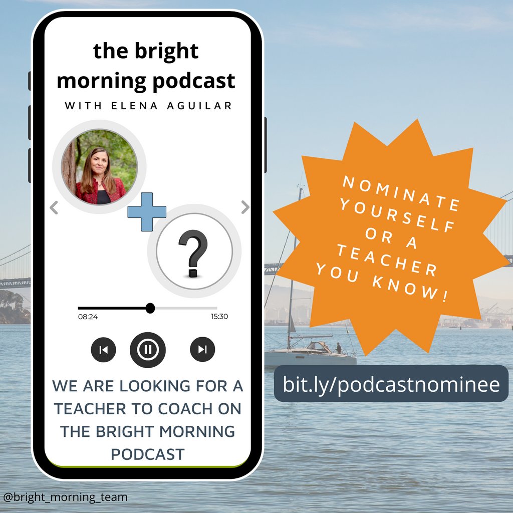 brightmorningtm's tweet photo. We're excited to announce that we're looking for a teacher to be coached by Elena on The Bright Morning Podcast! 

If you or someone you know want to take advantage of this opportunity (1 coaching meeting per wk for 5 wks), please fill out this form by 10/23. https://t.co/OS2n9sKIx1