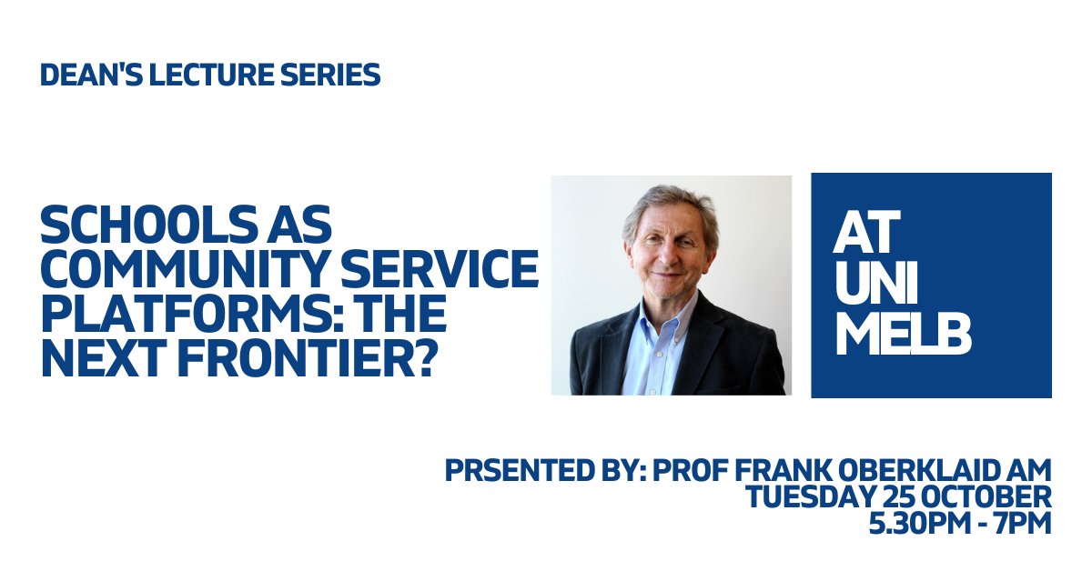 Are educators the key to unlocking mental health support for our children? Prof Frank Oberklaid delivers the Dean’s Lecture where he'll explore how schools occupy a unique role in helping to detect health issues in children and receive expert support 🔗 unimelb.me/3VjbgIS
