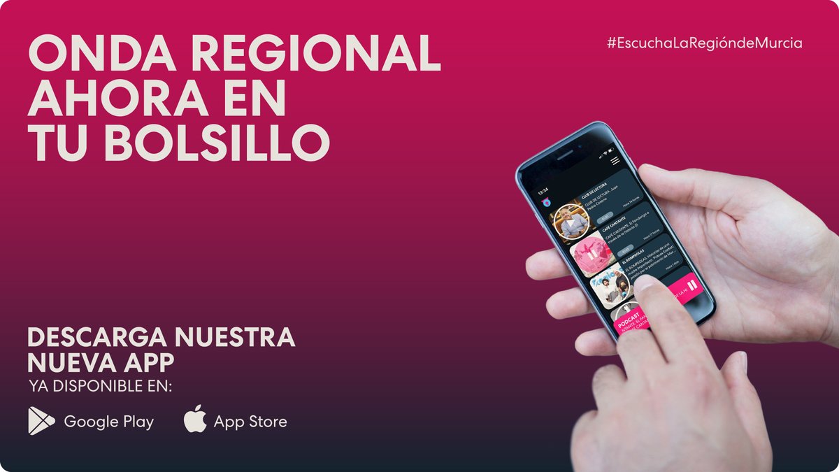 📲.<a href="/ORMurcia/">Onda Regional</a> estrena nueva app y refuerza su apuesta por el audio, los directos y el #podcast

🛎Recibe las alertas informativas de última hora y configura tus programas y podcasts favoritos para escucharlos cuando quieras 🎧 #EscuchalaRegióndeMurcia
bit.ly/3EuEWfT