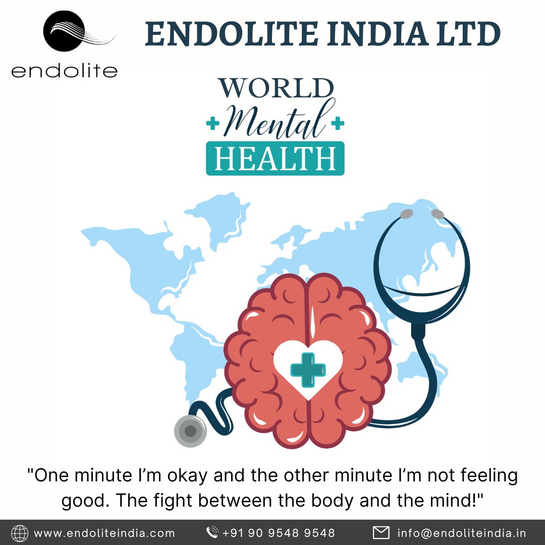EndoliteIndia's tweet photo. Endolite India Ltd
World Mental Health day
"One minute I’m okay and the other minute I’m not feeling good. The fight between the body and the mind!"
.
.
#mentalhealth #worldmentalhealthday #mental #health #mind #deprssion #fightbetweenbodyandmind #endoliteindialtd #endolite https://t.co/z8tuNbxxqM