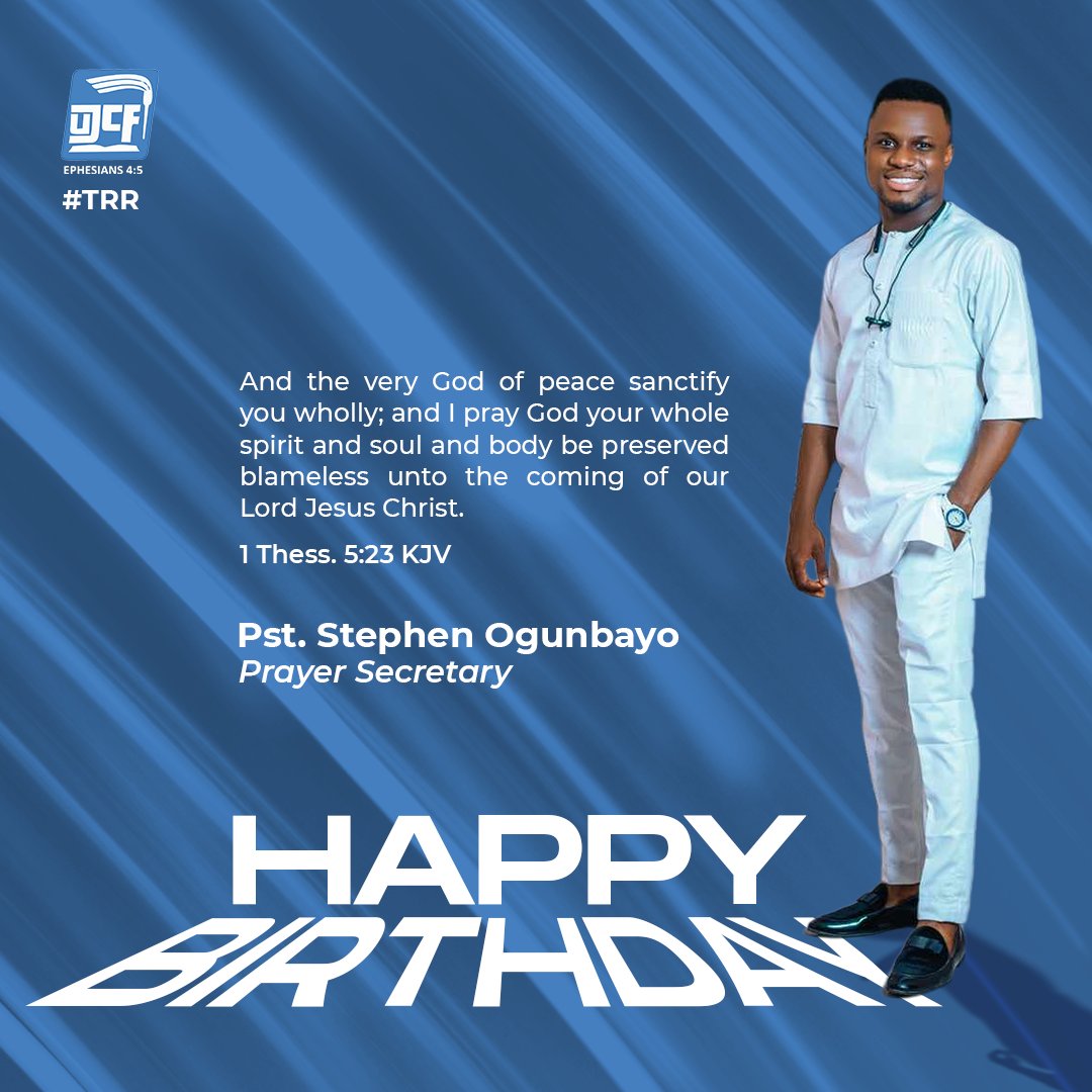 TheUjcf's tweet image. Happy Birthday Pastor Stephen Ogunbayo, The UJCF Prayer Secretary

Thanksgiving abounds on this blessed day as we celebrate the Lord in your life sir. 💃🏼🎊

🙇🏽‍♂️ We thank God for all He has been doing in you and through you. We pray for strength to abound in the Lord