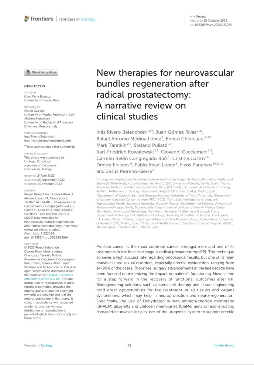 Congratulations to @inesrivbel and @JGomezRivas on behalf of @EAU_YAUroTech group for this new paper about probably the most hot topic in regenerative medicine in Urology!