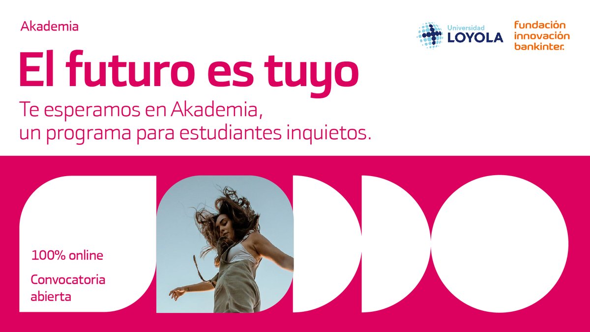 IN_Loyola's tweet photo. Akademia busca estudiantes como tú: personas inquietas, con capacidad y ganas de encontrar soluciones a los problemas que están por llegar desde un punto de vista innovador, integral y enriquecedor. ¿Aceptas el desafío? Pues tienes hasta el viernes! Run!👉 https://t.co/yWuA80lCbj https://t.co/SC2IwZtRcQ