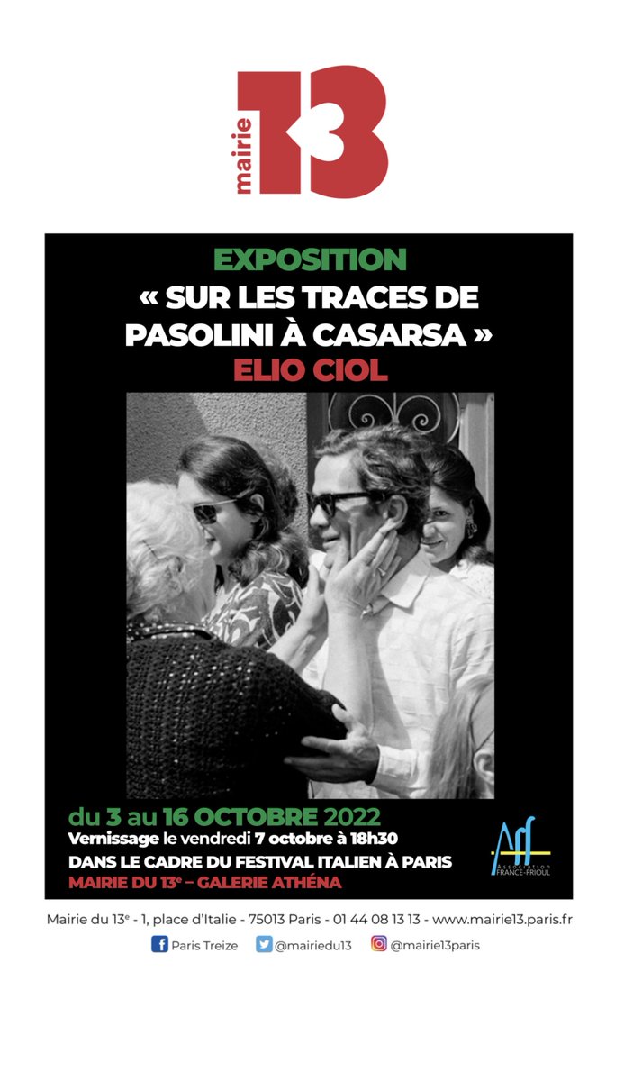 ItalyinParis's tweet photo. La Console Generale Irene Castagnoli inaugura con il Sindaco @Jerome_coumet « Sulle tracce di #Pasolini a Casarsa » organizzata da France Frioul. Bellissime fotografie di #ElioCiol esposte dalla @mairiedu13 nel quadro del Festival Italien à Paris @ItalyMFA @ItalyinFrance https://t.co/ynVQ3NzXIt