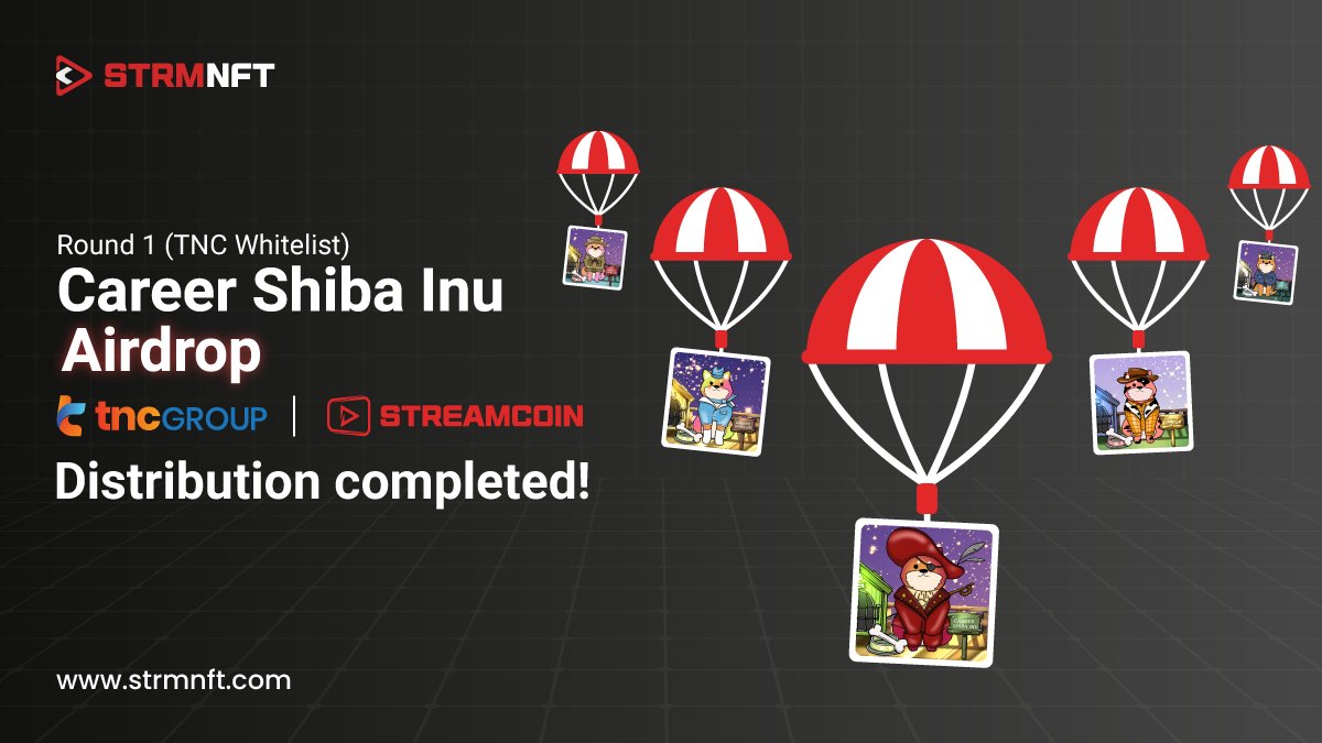 AngryMonkyNFT's tweet photo. 🥰 Round 1 of the TNC whitelisted members' airdrop is completed with 1,431 #CareerShibaInu NFTs airdropped to their owners.

✅ To be eligible:

1. Sign up on @STRMNFT 
2. Fill in this form: https://t.co/Hz7mtcq9iO

#STRMNFT #STRMNFTmarketplace #AirdropAlert #NFTCommunity #NFTs https://t.co/t7DqV3emEt