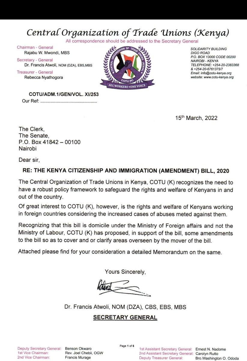 Francis Atwoli NOM (DZA), CBS, EBS, MBS. tweet media