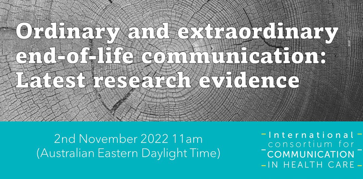 Free Webinar Nov 2, 11am AEDT  sharing the latest evidence on End of Life communication with researchers from QUT, Harvard Medical school, NTU Singapore, HK University and ANU. Register now via the link below: qut.zoom.us/webinar/regist… #endoflife #webinar