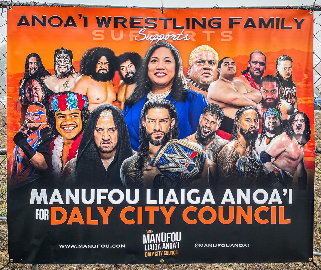 WWE Fans, join our Anoa’i family in supporting my mom @ManufouAnoai in her candidacy for city council in Daly City, California! Let’s make history together! A voice you can count on! #VoteManufou #Anoai #DalyCity