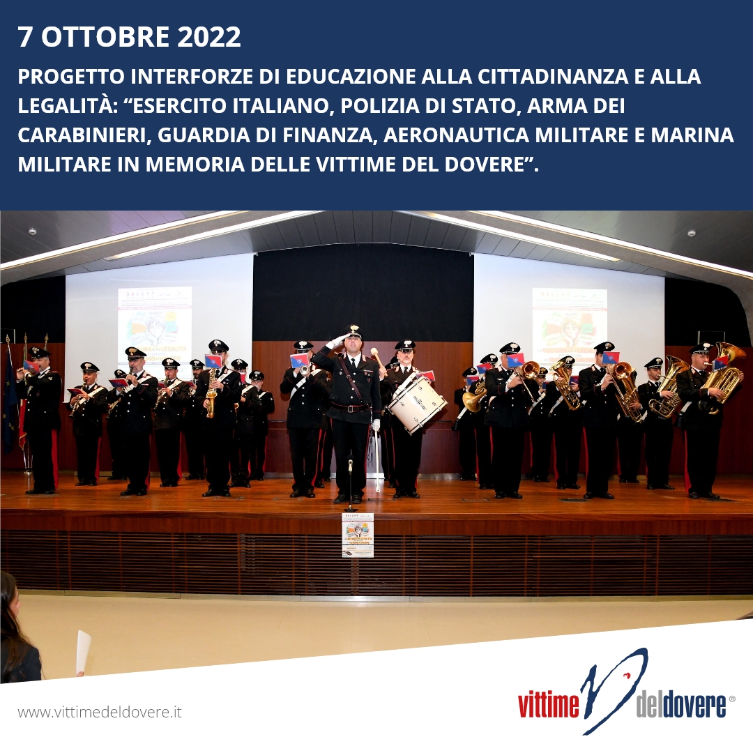 vittime_dovere's tweet photo. 07 OTTOBRE 2022
Progetto Interforze di Educazione alla Cittadinanza e alla Legalità: “Esercito Italiano, Polizia di Stato, Arma dei Carabinieri, Guardia di Finanza, Aeronautica Militare e Marina Militare in memoria delle Vittime del Dovere”. 
https://t.co/I4NqXDlCwF
#vdd https://t.co/SdMxfIuD78