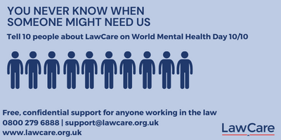 ILSPATraining's tweet photo. NEW BLOG: Lawcare Asks Legal Community to 'Tell Ten' for World Mental Health Day: https://t.co/BnJzANGTro
#worldmentalhealthday #mentalhealth #tellten https://t.co/gvtOXNGYdI
