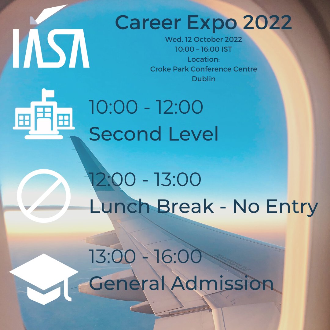 Less than two days until our Career Expo - take note of our scheduled timetable! We are allocating the morning slot to Second Level students &amp; the afternoon for General Admission - including Third Level Students!

Final tickets still remaining at the link: bit.ly/3KCJLVp