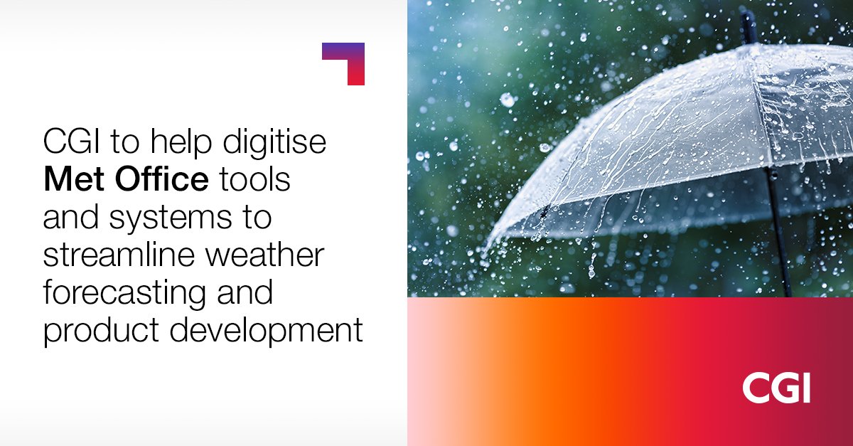 CGI_UKNEWS's tweet photo. We’re proud to be working with the @metoffice to help digitise its tools and systems to streamline #weatherforecasting and product development. Read more https://t.co/tO04R7hJnV #WeAreCGI #digitaltransformation https://t.co/iRwLFQAeXa