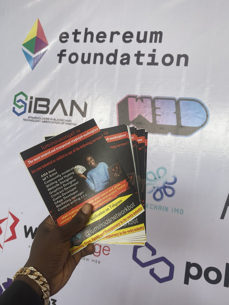 luminous_tools's tweet photo. Some of our team members represented us at Lagosweb3 event to connect and network with Web3 Devs and startups.The largest Web3 conference in Lagos Nigeria, where stake holders, industry experts, software Devs in Africa were in attendance to network 

#web3 #Defi #freelancer https://t.co/lCFhoDWjNx