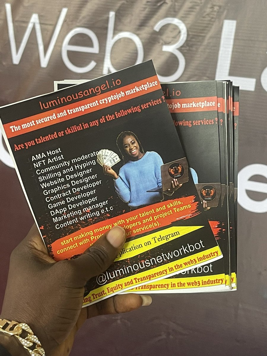 luminous_tools's tweet photo. Some of our team members represented us at Lagosweb3 event to connect and network with Web3 Devs and startups.The largest Web3 conference in Lagos Nigeria, where stake holders, industry experts, software Devs in Africa were in attendance to network 

#web3 #Defi #freelancer https://t.co/lCFhoDWjNx
