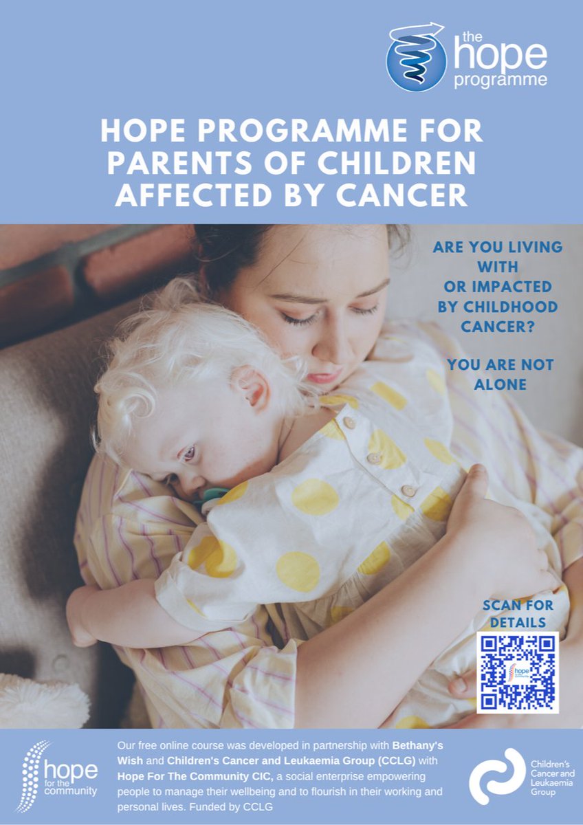 Are you a parent or caregiver of a child with cancer, who is under 18 years of age ? Would you like to cope better, feel more in control of your emotions and be more resilient? Then register at h4c.org.uk/courses-all/cc… for a free online course @CCLG_UK and Hope For the Community.