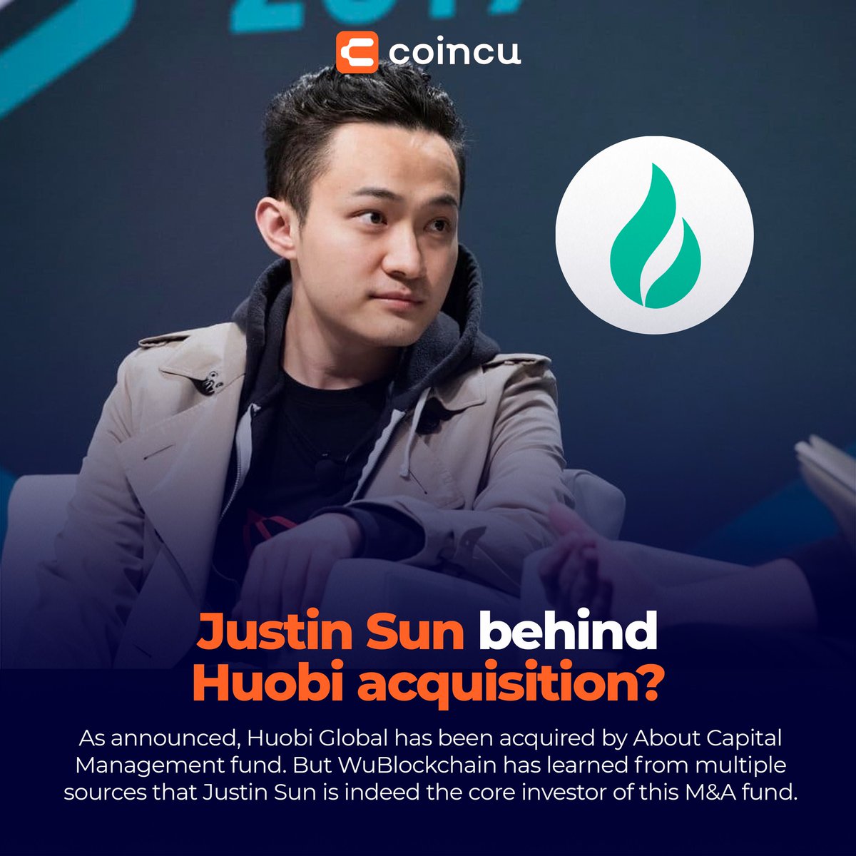 Coincuofficial's tweet photo. #HuobiGlobal has been acquired by #AboutCapital Management fund. But #WuBlockchain has learned from multiple sources that Justin Sun is indeed the core investor of this M&amp;A fund. Justin Sun himself was at the delivery location in Singapore.
👉Read more: https://t.co/itbenOjrGc https://t.co/LQpe87SQ8C