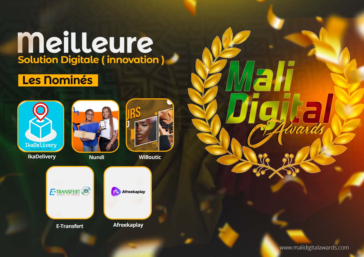 AwardsMali's tweet photo. La semaine commence sur de belles notes ! Découvrez les nominés aux #MaliDigitalAwards pour la catégorie Meilleure #solution #digitale.
Votez pour la solution de votre choix ici https://t.co/U3tvrCq3AD
#MDA2022 #Awards #Catégorie #solution #salon #Numérique #TT223 https://t.co/NOyIoKVJj7