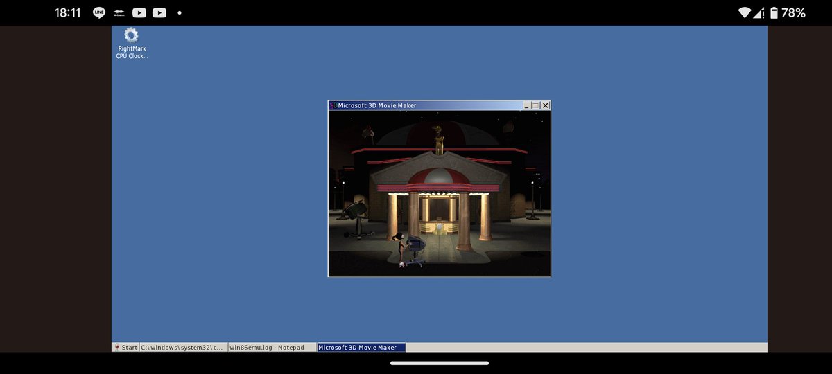 hiroki7v11's tweet photo. I managed to run Microsoft 3D Movie Maker on ARM Wine via #Win86emu !
#Emulation #x86 #IA32 #ARM #UserModeEmulation https://t.co/K0eTOIBgkx