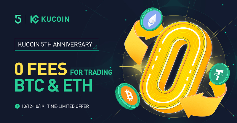 kucoincom's tweet photo. To celebrate #KuCoinTurns5 and reward all of our valued users, #KuCoin is launching its "0⃣ Fees for Trading $BTC &amp; $ETH " time-limited event!

Take advantage of trading with zero fees! ⬇️⬇️⬇️