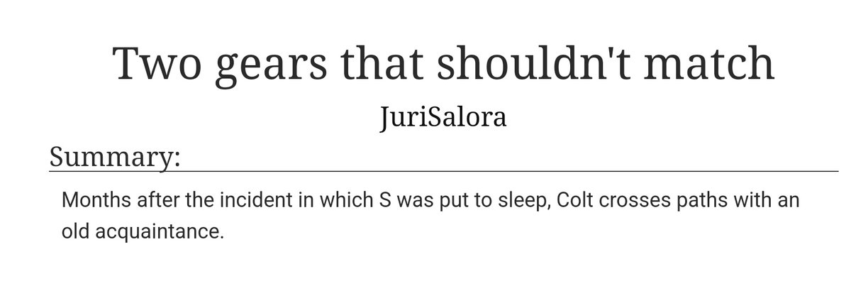 safe_Salora's tweet photo. Two gears that shouldn't match
πΈ Colt & Alf (Sakuya & Masumi)
πΈ Colt and Alf meet again months after S was put to sleep
πΈ one shot, 1.2k words
Written for #PlayverseWeek2022
day 1 - spring troupe plays
https://t.co/P2RvI64agK https://t.co/vAPsGGptHw