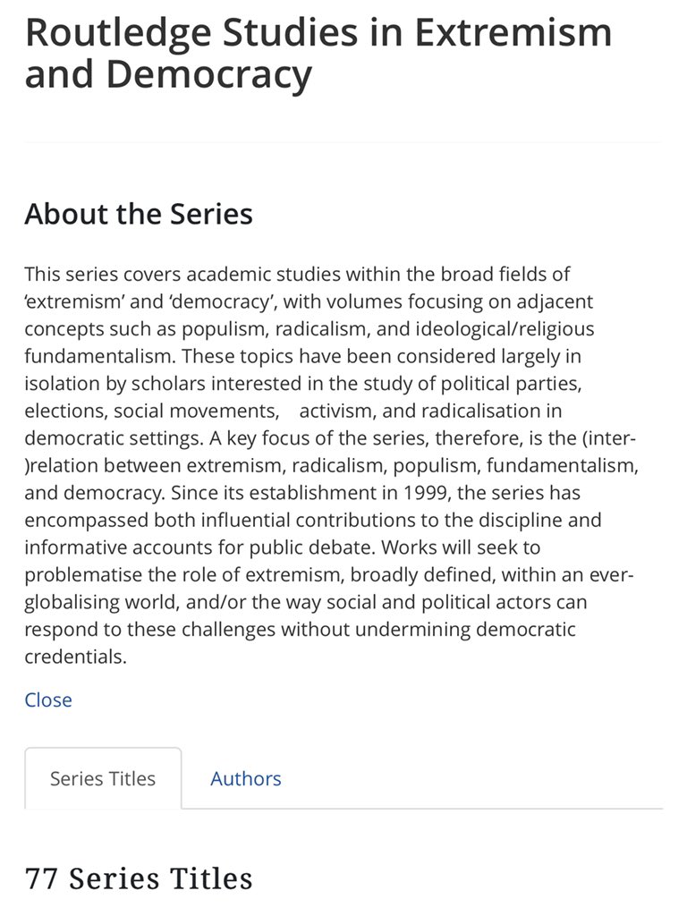 ExtremAndDemBks's tweet image. To all followers, please note that following a request from ECPR Standing Group on Extremism &amp;amp; Democracy - which is linked to but separate from Routledge Book Series - we have changed our handle to @ExtremAndDemBks cc @CaterinaFroio @AndreaPirro @StijnTvanKessel @socscipublisher
