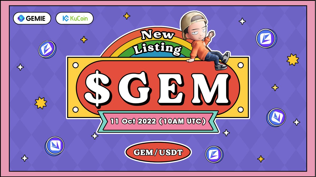 Gemie_Official's tweet photo. ☄️Listing Announcement. The moment is here! 

✅ Our Gemie token- $GEM will be listed on @kucoincom , 11 Oct 2022 - 10AM UTC (that is TOMORROW)

Official link: https://t.co/e1QYpkM2yr https://t.co/4vbWGIk0E5