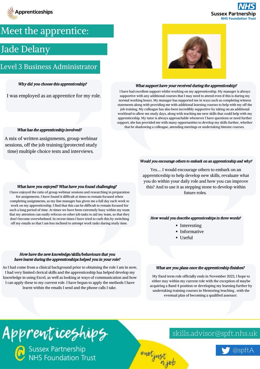 SpftA's tweet photo. #MeetTheApprentice: Jade Delany👋
Jade is an administrator for the Inductions Team and is currently completing our in-house Level 3 Business Administrator #Apprenticeship🤩Learn more about Jade's #learning #journey below⬇️ https://t.co/46QAwzsZYG