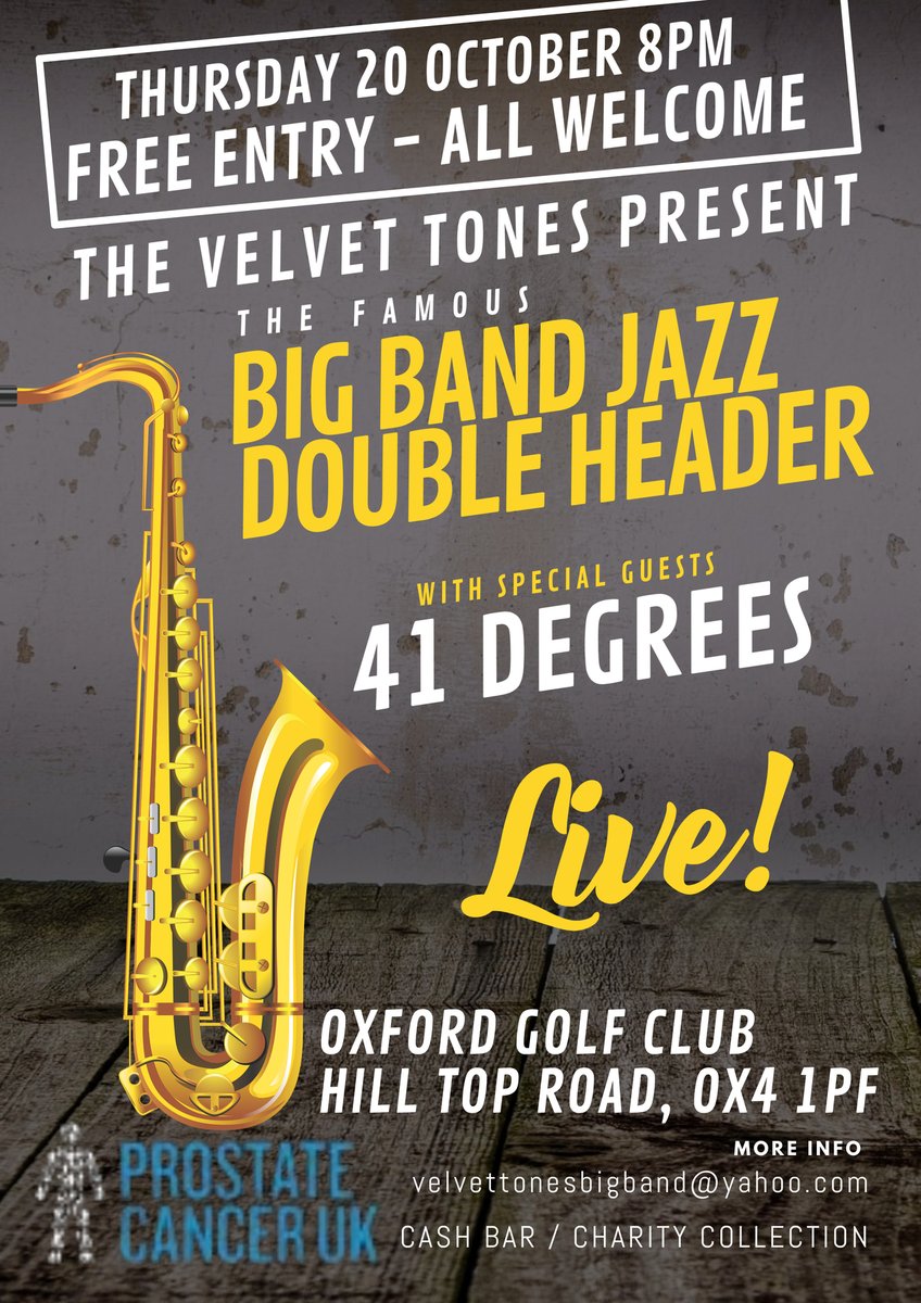 VTBigBand's tweet photo. Our next gig is the famous Double Header at the Oxford Golf Club on Thursday 20th October! https://t.co/3yUql4eJbG