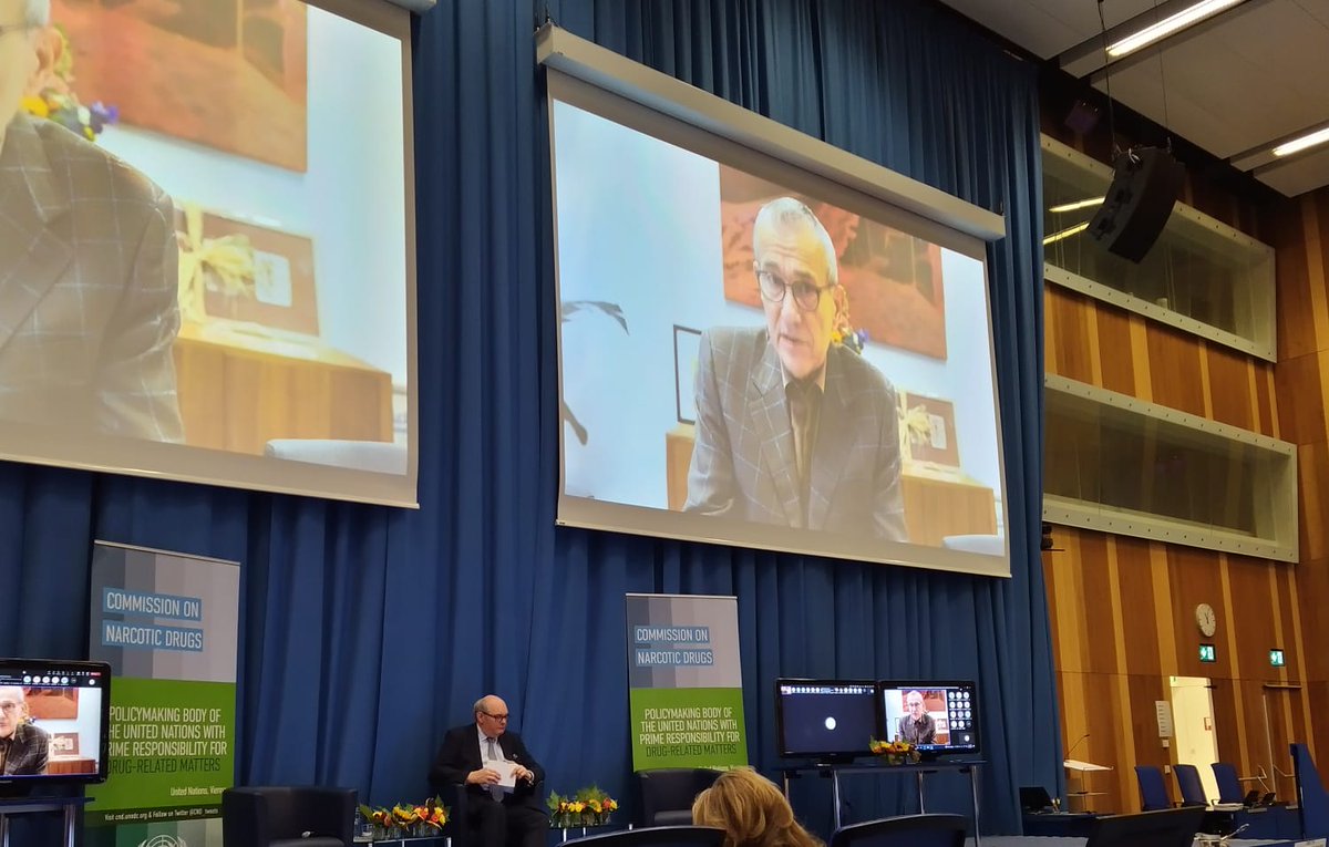 🇧🇪 Minister Vandenbroucke spreekt de internationale gemeenschap toe tijdens de #CND65 Chair’s One-Day Special Forum om aandacht te vragen voor het recht op toegang tot gecontroleerde substanties voor medisch gebruik #NoPatientLeftBehind @CND_tweets