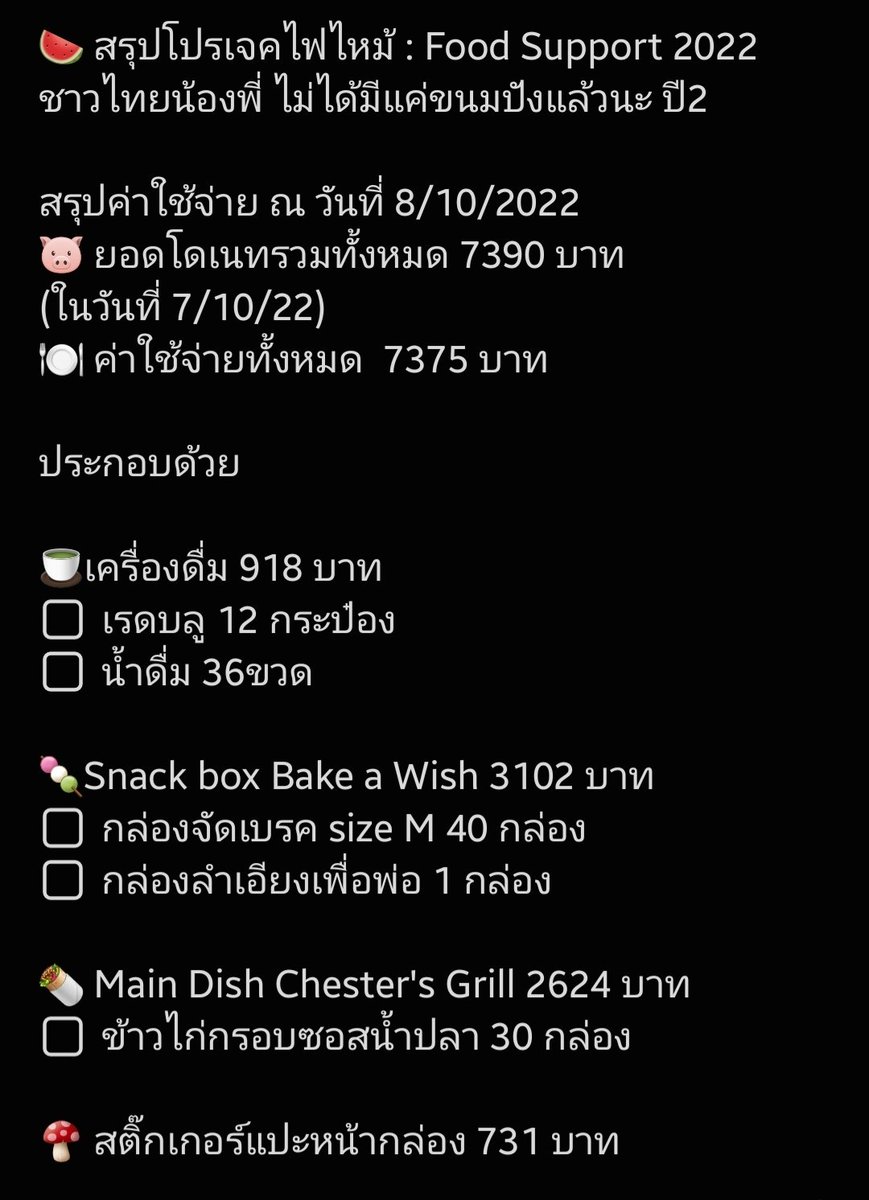 JAErity's tweet photo. [อัพเดท] แจ้งผลการดำเนินงานกิจกรรม
FOOD SUPPORT 2022 by JAErity

** รายการที่ปรับลดคืออาหารมื้อหลัก และเครื่องดื่ม เพื่อให้สอดคล้องกับจำนวนเงินโดเนท และทีมงานได้พี่ๆใจดีช่วยซัพพอร์ตค่าใช้จ่ายทั้งหมดที่เหลือให้ 🥰

ขอบคุณทุกคนที่สนับสนุนค่ะ 🐳🌺🌈🌟
#2022KJJAsiaTourConcertinBKK https://t.co/vJgsQh30Ei