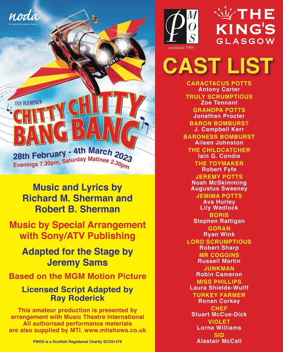 ‼️Toot toot! We proudly present our wonderful cast! ‼️

Tickets on sale NOW! Available via cast members
or follow the link in our bio! 

#pmospresentschittychittybangbang #prettychitty #supportthearts #kingstheatreglasgow