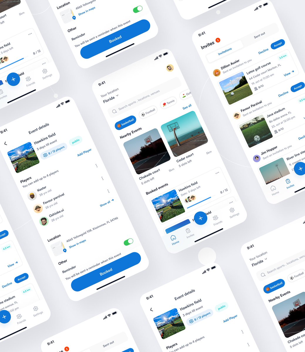 oshie_20's tweet photo. Hello guys 👋, Here’s my latest design for a sports event application that helps users create , schedule, plan and set sport sessions with your friends, 
What do you think , feel free to share in the comments… https://t.co/wPKWr90vKp