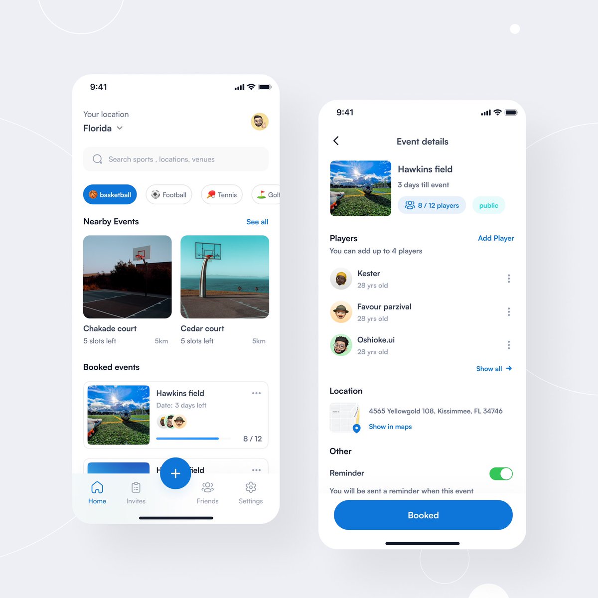 oshie_20's tweet photo. Hello guys 👋, Here’s my latest design for a sports event application that helps users create , schedule, plan and set sport sessions with your friends, 
What do you think , feel free to share in the comments… https://t.co/wPKWr90vKp