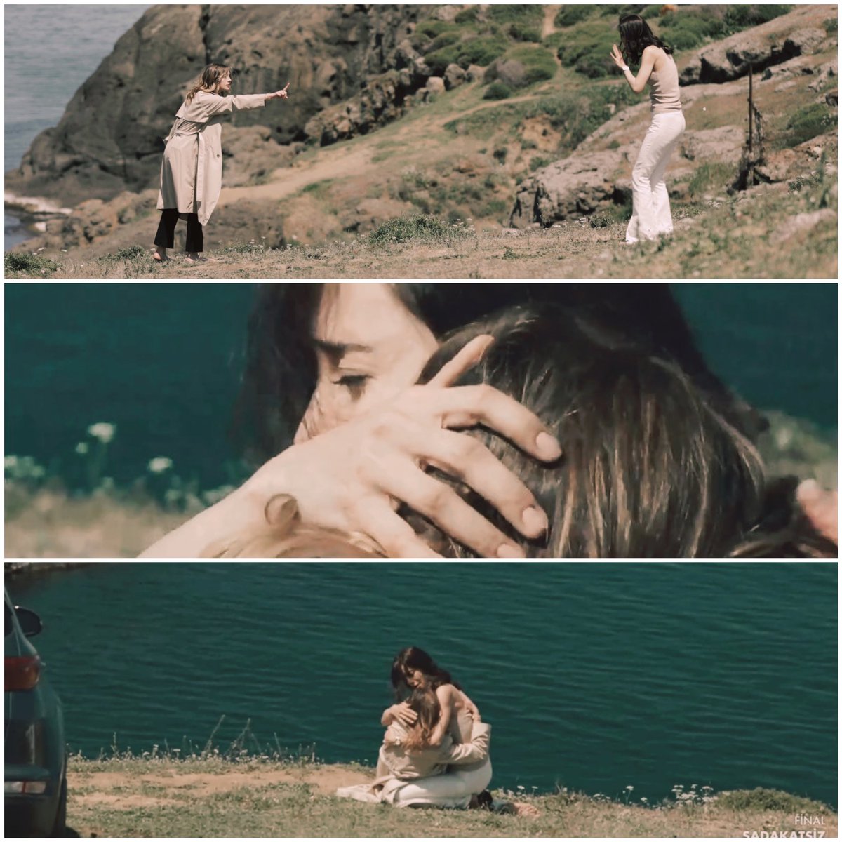 maria911nn's tweet photo. esta escena ha sido preciosa. Asya trata a Derim (a pesar de todo lo que esta le ha hecho y de lo que ha pasado) como su hermana pequeña. La salva, la abraza, le habla de su hija e intenta que entre en razón, se rie con ella, le seca las lágrimas... 🥺💔#Infiel9Oct https://t.co/s8YnYJOJzT