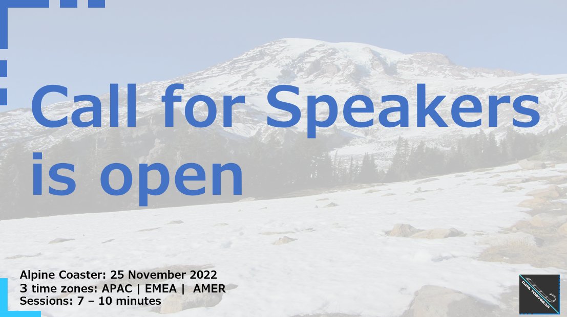 datatoboggan's tweet image. Data Toboggan - Alpine Coaster: Call for Speakers is open, Submit those #SynapseAnalytics stories
sessionize.com/data-toboggan-… #azuresynapse @Azure_Synapse #datatoboggan #Azure