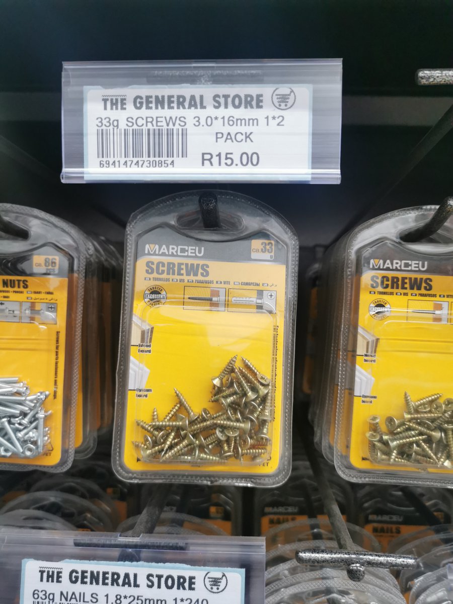 TGSOnlineZA's tweet photo. The General Store has the best screws for chipboards and other softer types of wood.Β Β Very ideal for linking wood pieces together. #TheGeneralStore #TGSEdenvale https://t.co/FWD3cDTjwM