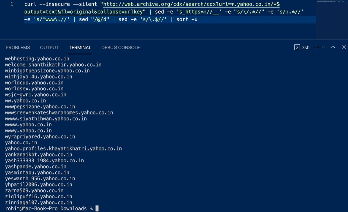 aslicyberguy's tweet photo. Not only crawling but you can do Subdomain Enumeration using Wayback. 

⬇️
curl --insecure --silent "https://t.co/uqxZQHIyXk…" | sed -e 's_https*://__' -e "s/\/.*//" -e 's/:.*//' -e 's/^www\.//' | sed "/@/d" | sed -e 's/\.$//' | sort -u 

#bugbounty #hacking #infosec https://t.co/kK3ydxcbpt