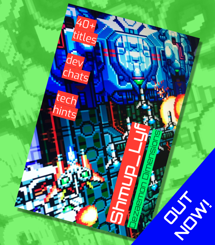 Marty_DYR's tweet photo. Shmup_Lyf Zine: Dezaemon Dimensions is out now!!!

Thanks to @Timohanebito, @hitmarkbros and the @donpachislk for their fantastic contributions :3 

Read it for free: https://t.co/2iFeusSFyA

#dezaemon #dezaemonplus #dezaemon2 #dezaemonkids #shmups #stg #shootemups https://t.co/ex5AJvQsoq