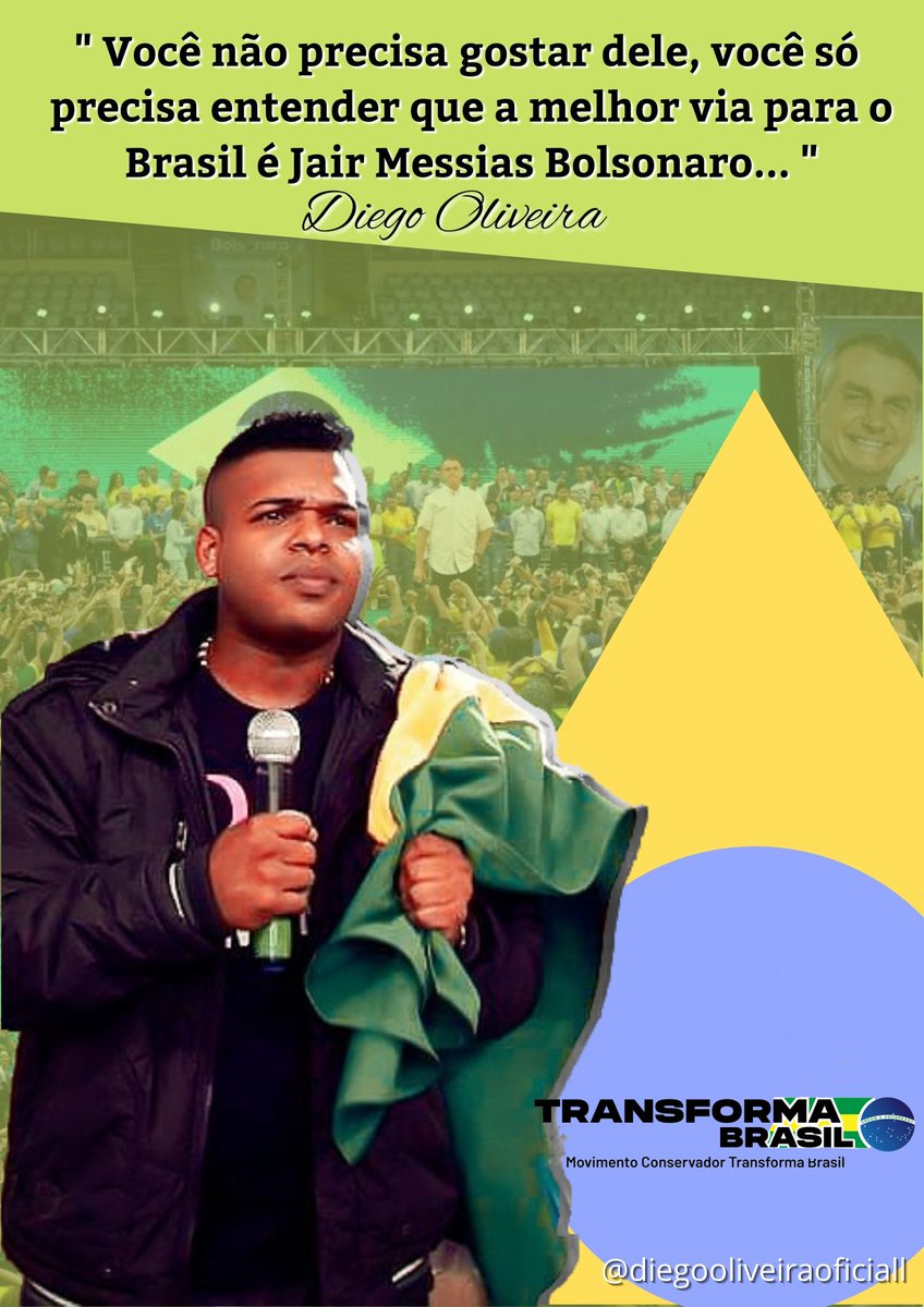 DiegoOllliveira's tweet photo. " Você não precisa gostar dele, você só precisa entender que a melhor via para o Brasil é Jair Messias Bolsonaro... "
#transformabrasil #MCTB #BolsonaroReeleito22 #bolsonaristaseguebolsonarista https://t.co/Gi1M71Hixy