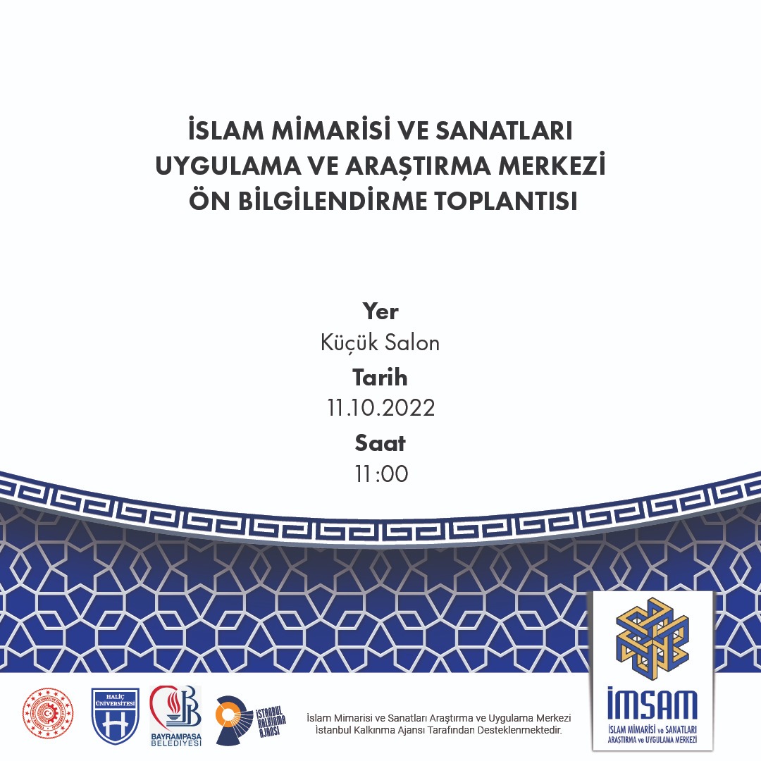 halicimsam's tweet photo. Yarın 11.10.2022 tarihinde İstanbul Kalkınma Ajansı tarafınca desteklenen İslam Mimarisi ve Sanatları Uygulama ve Araştırma Merkezi kapsamında eğitim ve bilgilendirme çatısı altında Ön Bilgilendirme Toplantısı yapılacaktır.

🗓️ 11.10.2022
⏰ 11:00 https://t.co/w8bruJqJAg