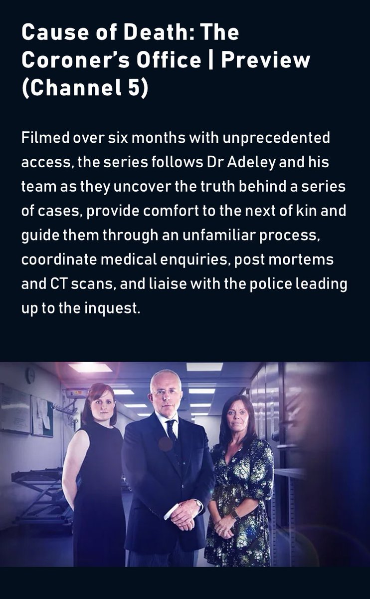 xmaymejanex's tweet image. Incredibly proud of the team I work with @LancsHospitals @LancsPolice.

Six months of filming - The role of the Coroners, Police, Mortuary,Hospital &amp;amp; Medical Examiners here in Preston. 

 Big thankyou to all involved @channel5_tv &amp;amp; Thankyou for highlighting the incredible work.