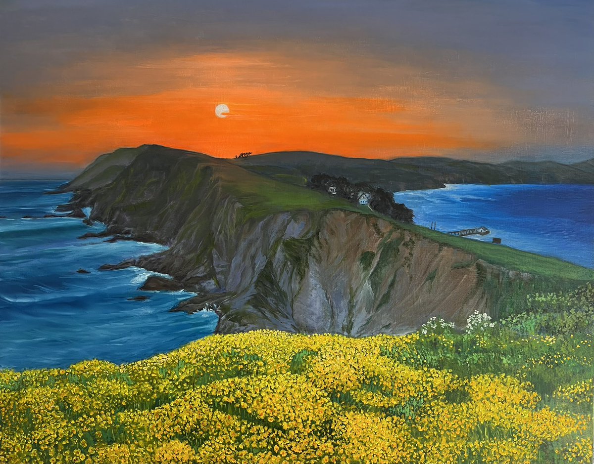Here’s my new painting of Point Reyes. I hope you enjoy my artwork (:  #oilpainting #landscapes #landscapepainting #art #artwork #artist #sunset #oiloncanvas #highway1 #pointreyes #California