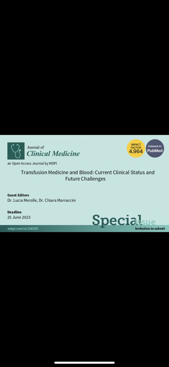 BioMetLab_IRCCS's tweet image. We are pleased to announce our new special issue on Transfusion Medicine and Blood on JCM journal!