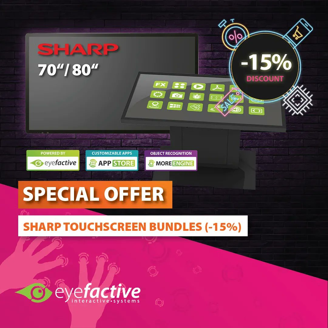 eyefactive's tweet photo. Limited special offer: SHARP/NEC #Touchscreen Bundles with #Apps and #ObjectRecognition. Get the best deal here: https://t.co/7kknPKftD0 

#sharpnecdisplay #specialoffer #discount #touchscreen #sharptouchscreen #touchsoftware #touchapps #multitouchsoftware #touchscreensoftware https://t.co/0Mn45i0ekF