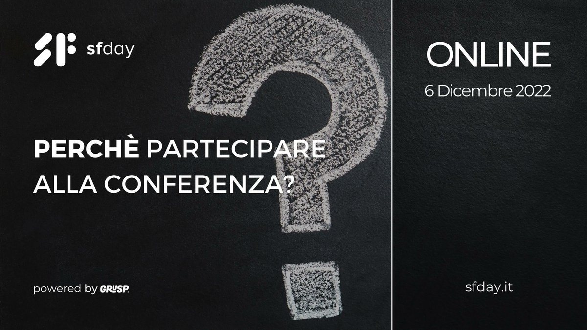 Perchè dovresti partecipare a sfday?

Abbiamo creato una risorsa per rispondere a questa domanda: buff.ly/3cRuioh

Prendi il tuo biglietto #gratuito 🎫 buff.ly/3L3ki84 

Ti aspettiamo 📍 Online il 📅 06.12.22 

<a href="/grusp/">GrUSP</a> #sfday #symfony #php