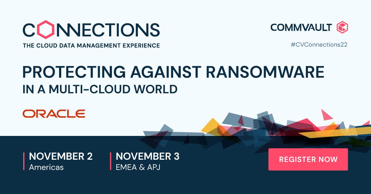 #Oracle will be joining us for #CVConnections22, will you? We're so excited to join our sponsors for the ultimate #cloud data management experience. Save your seat today! ow.ly/4SnM1040GWO