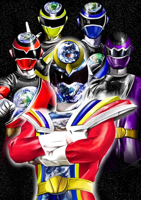 オリジナルヒーロー「並行戦隊パラレンジャー」の新形態が完成しました!#イラスト 
