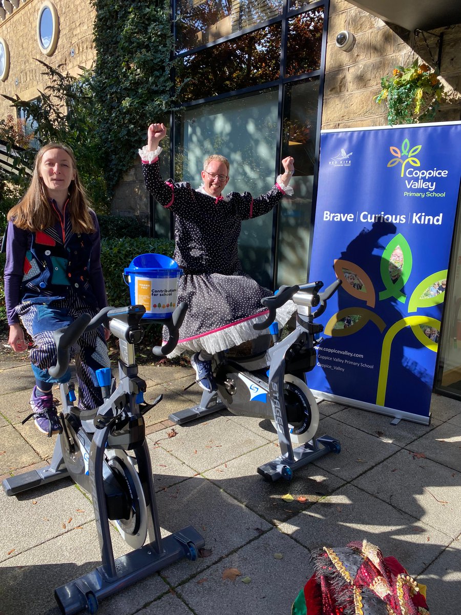 Coppice_Valley's tweet photo. Thank you @HGtheatre for supporting our Bike-a-thon  @valueyourhealth. Mr Cawte was delighted to be a panto dame! Oh, yes he was! We are looking for business sponsors to help us take all children to the panto. Donate here; https://t.co/821B7Fy1Ut  @RKLTPeople @your_harrogate https://t.co/eDapUcBk5Q