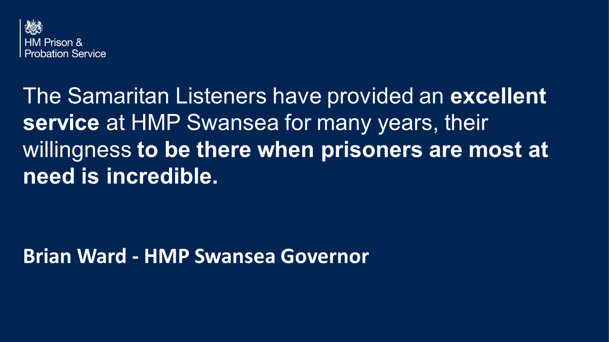 .<a href="/HMPSwansea/">HMP Swansea</a> was the first prison to introduce the <a href="/samaritans/">Samaritans</a> Listener scheme back in 1991. Almost every prison in the UK now has listeners.

Listeners are prisoners who provide confidential emotional support to their peers who are struggling to cope🗣️

#MentalHealthDay