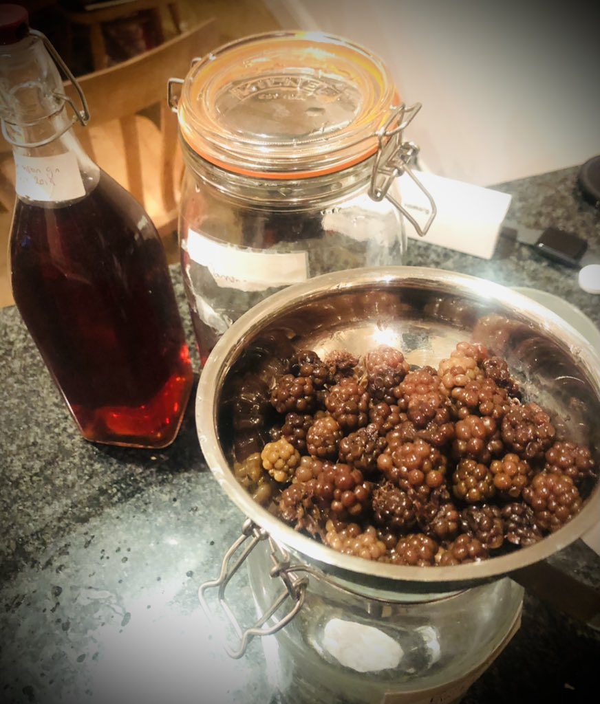victoria_dowd's tweet photo. Found this little beauty under the stairs! Made blackberry gin &amp; damson gin back in 2019. Totally forgot about it. A lot has happened since then! No colour left in the blackberries. Absolutely gorgeous! #gin #fromanothertime https://t.co/iXV61avDIt